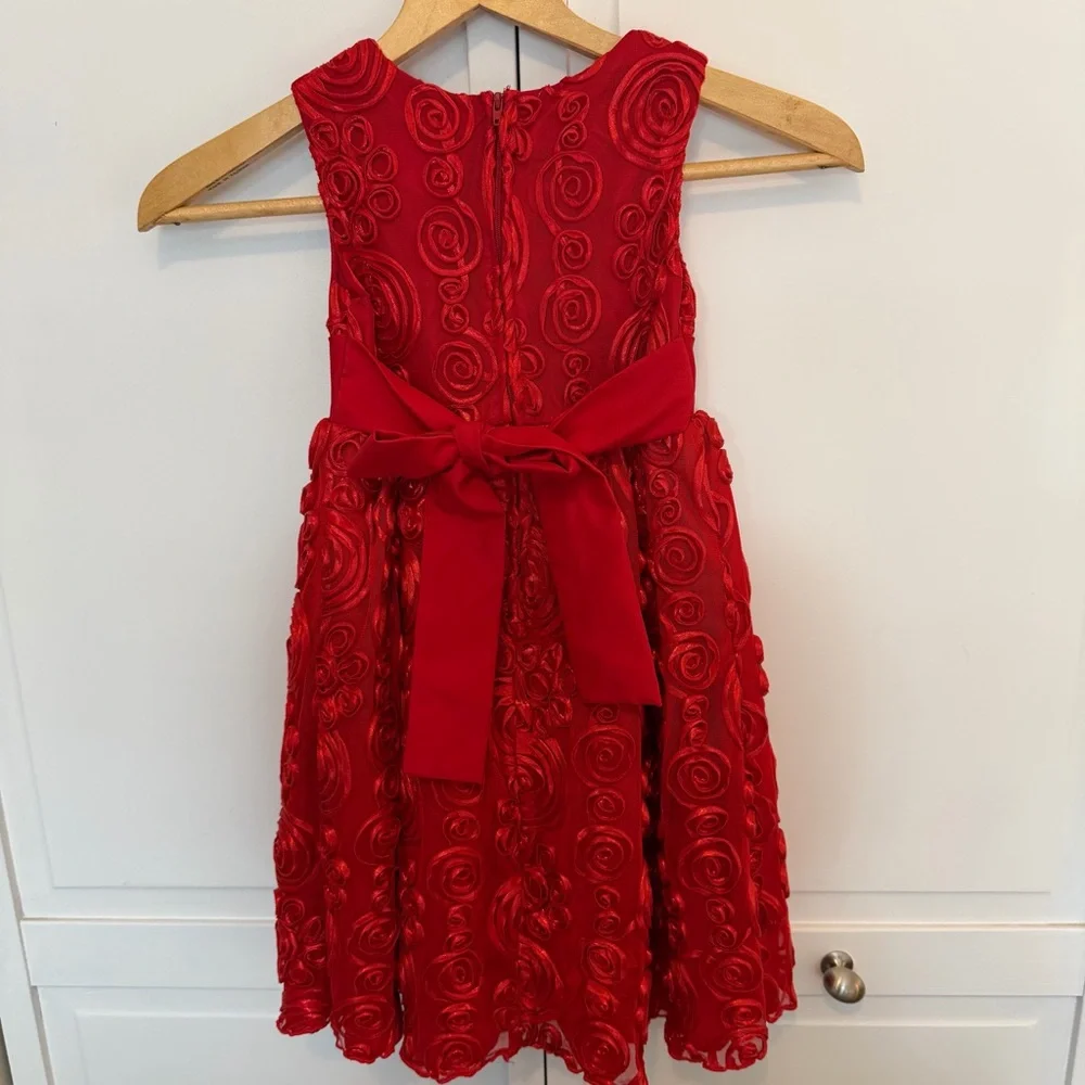 Rare Editions | Kid’s |‎ Red Rosette | Floral | Party | Holiday | Dress | 4
